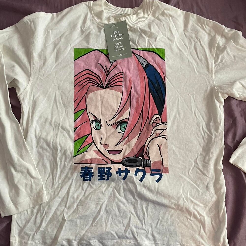 H&M x Naruto Sakura Haruno Printed Long-Sleeve Cotton Jersey Top
